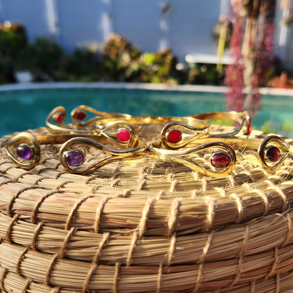 Brass Bangles with Gemstones