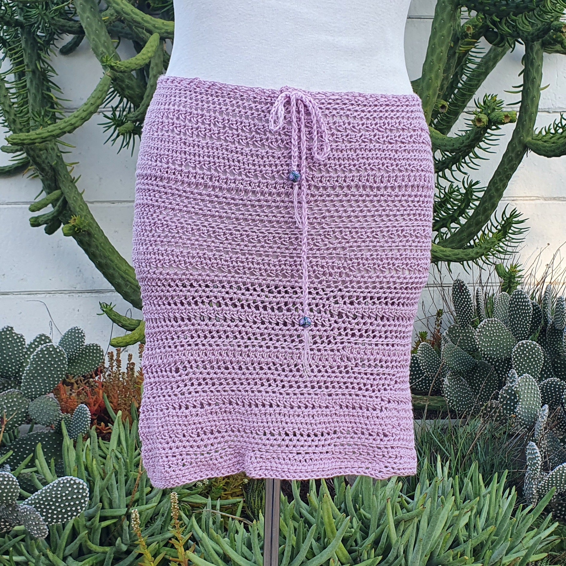 Crochet Mini Skirt - Dusty Pink