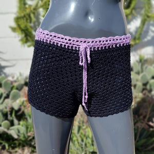 Crochet Shorts - Black/Lilac